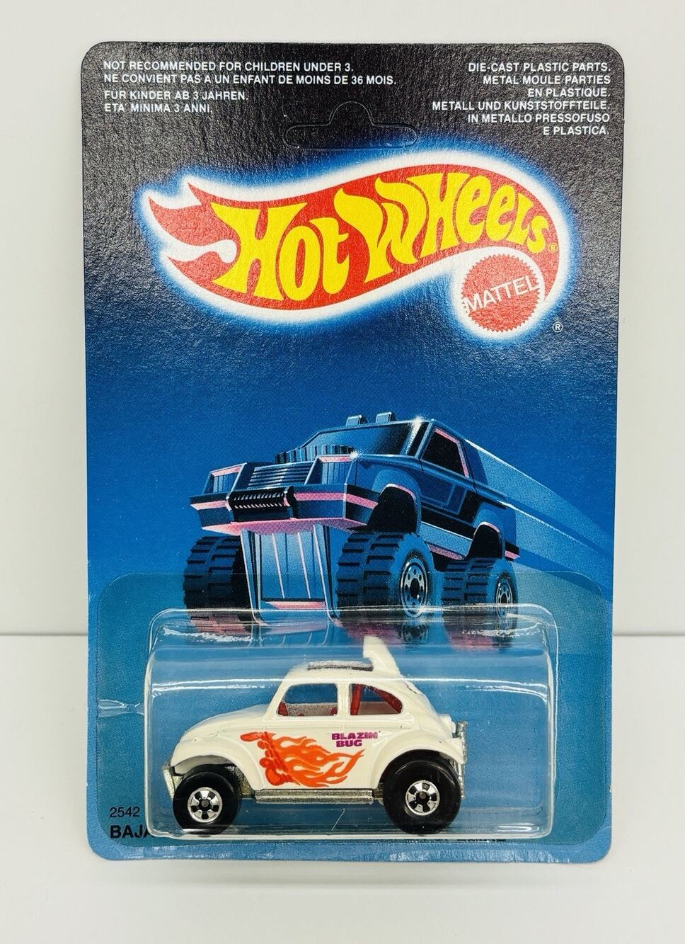 Hot Wheels VW Baga Bug Vtg 1987 Unpunched International Card 2542 w/ Protector